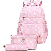 Joyfulife Floral Backpack for Girls Backpack with Lunch Box Kids Backpack Elementary Bookbags Primary Middle School Bags for Teens 3 in 1 School Backpack Set