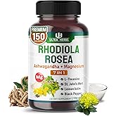 Rhodiola Rosea Supplement Enriched with Ashwagandha, Magnesium, L-Theanine, St. John's Wort, Lemon Balm - Support Mood, Sleeps Quality, and Mental Focus | 150 Capsules