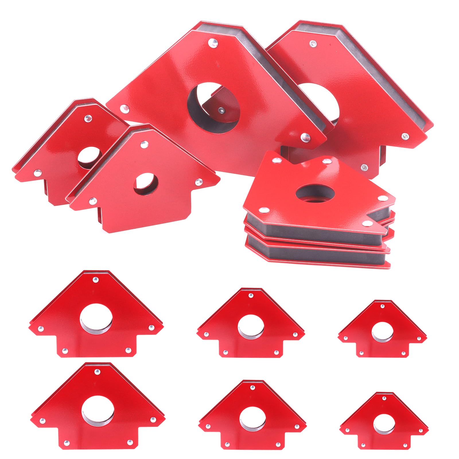 Mardatt 6Pcs 3" 4" 5" Arrow Welding Magnet Set, 25LB/50LB/75LB Magnetic Welding Holder Welding Magnets Clamps 45, 90, 135 Degree Angle for Soldering Welding Assembly