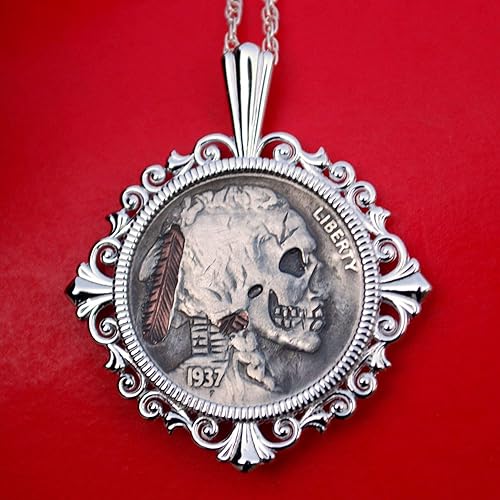 Amazon Com Carved Skull Zombie Copper Inlay Feather Hair Tie