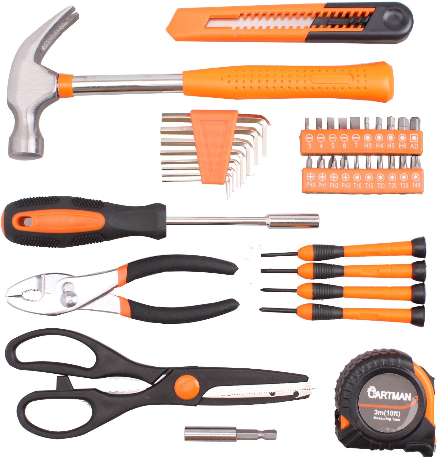 Cartman Orange 39Piece Tool Set General Household Hand Tool Kit with Plastic 689743474417 eBay
