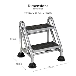 Cosco 2-Step Rolling Step Ladder, Grey