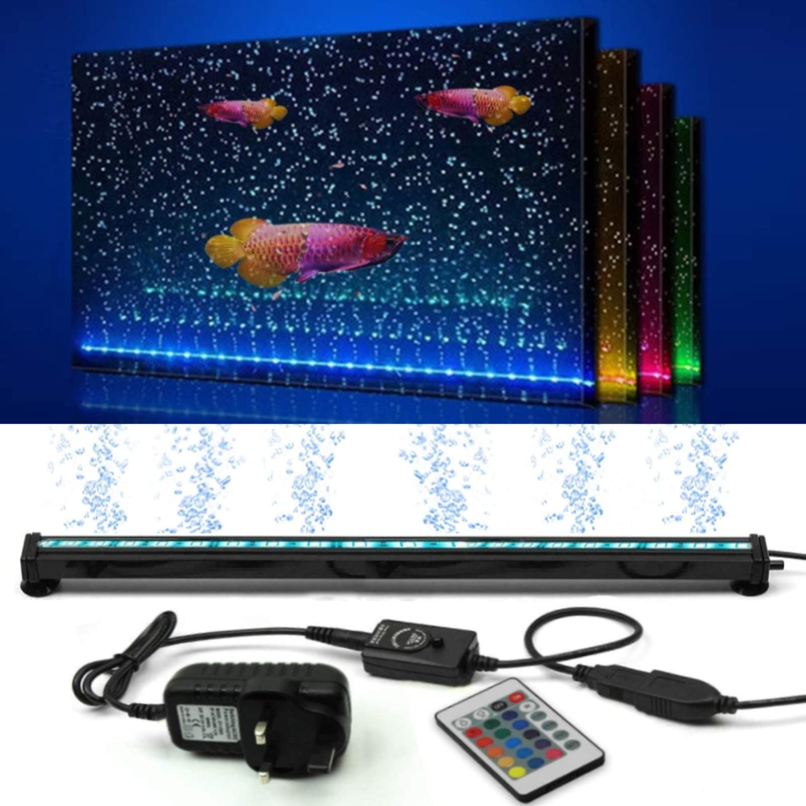 NEWNEN Fish Tank Light Waterproof Aquarium Lights Remote Control 5050 LED Color Changing,Air Bubble lights with 24key controller for Fresh and Saltwater Aquarium 30cm/11.8inch — image 1