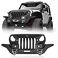 Hooke Road Mad Front Bumper Grill (with Wings) & Winch Plate for 2007-2018 Jeep Wrangler JK & Unlimited 2/4 Doors