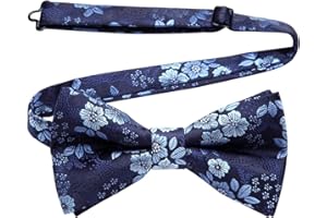 HISDERN Bow Ties for Men Pretied Bowties Classic Formal Business Bow Tie Adjustable Tuxedo Bowtie for Wedding Party, B2-blue 