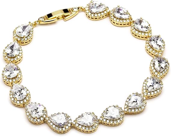 Amazon Mariell キュービックジルコニア ウェディング テニス ブレスレット ゴールド Cz ブライダル ブレスレット Cz ウェディング ジュエリー 花嫁用 ブレスレット 通販