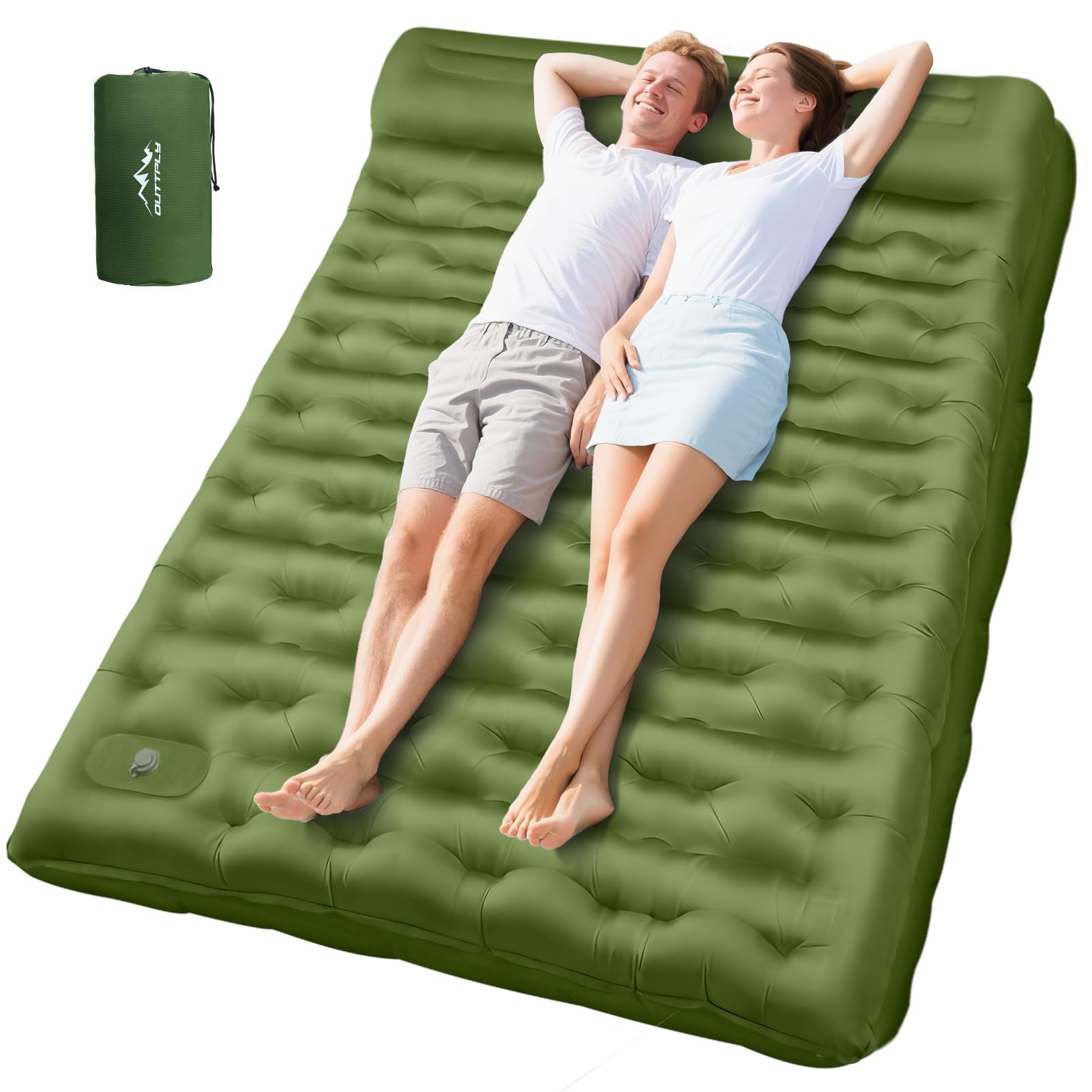 Photo 1 of OUTTPLY Sleeping Pad for Camping, 6" Extra Thick Camping Mat with Pillow Built-in Foot Pump, Ultra Comfortable Inflatable Sleeping Mat for Backpacking, Hiking, Camp Tent - Enjoy a Comfy Sleep