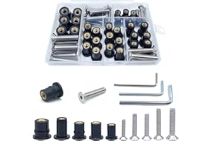 MAYEHAY 63 Pcs M4 M5 M6 Neoprene Well Nuts,304 Stainless Steel Hex Socket Bolts Well Nut Kit for Kayak,Marine,Motorcycle,Windscreen Hardware,Neoprene nut Contains Brass Nuts Copper nut