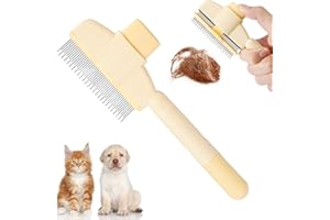 Cat Flea Comb, Pet Hair Removal Brush with Release Button Cat Comb for Short & Long Hair Gentle Deshedding Comb for Cats and 