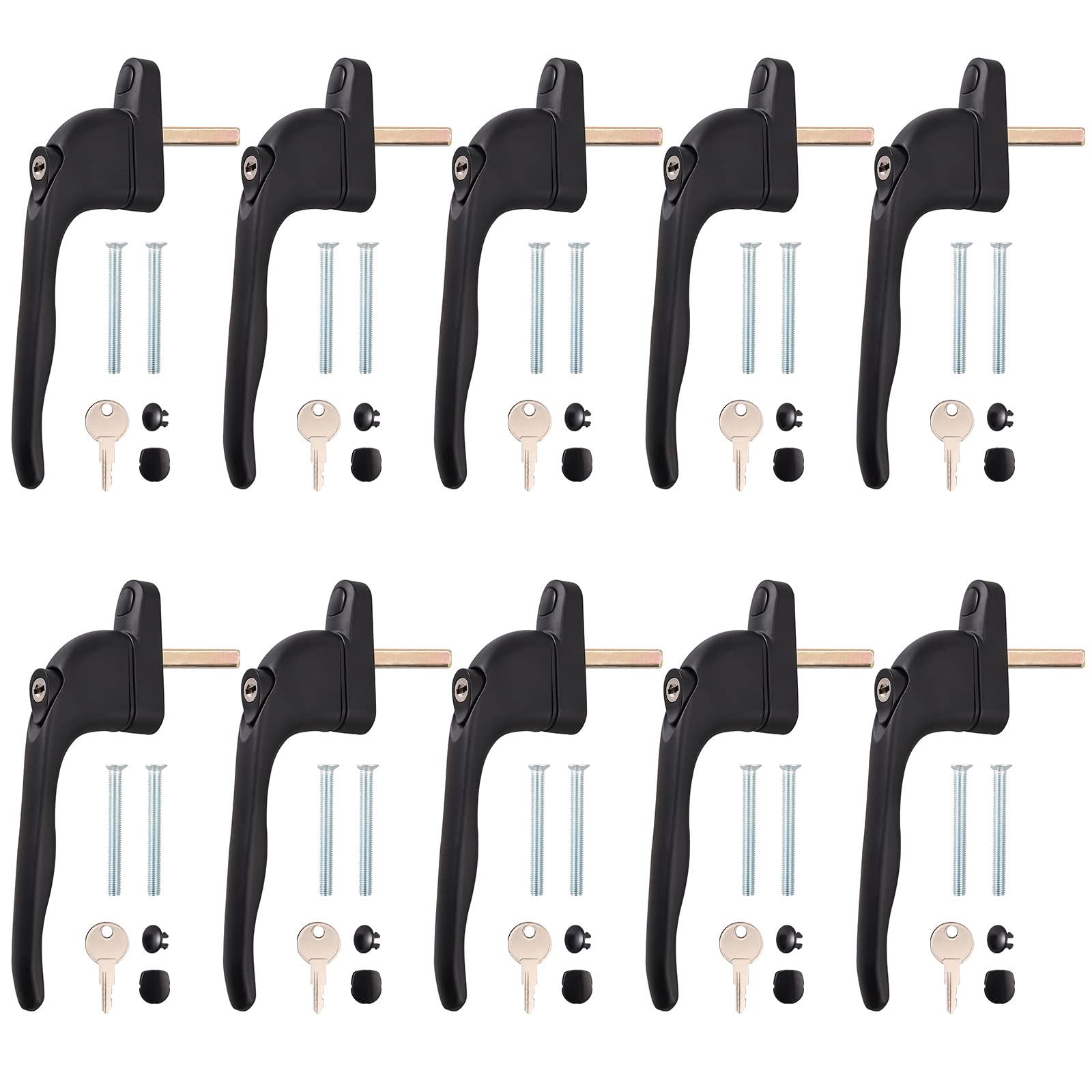 Neoteck Window Handle 10 Pcs UPVC Window Handle Double Glazing Universal Espag Window Handle -White 43mm-Black