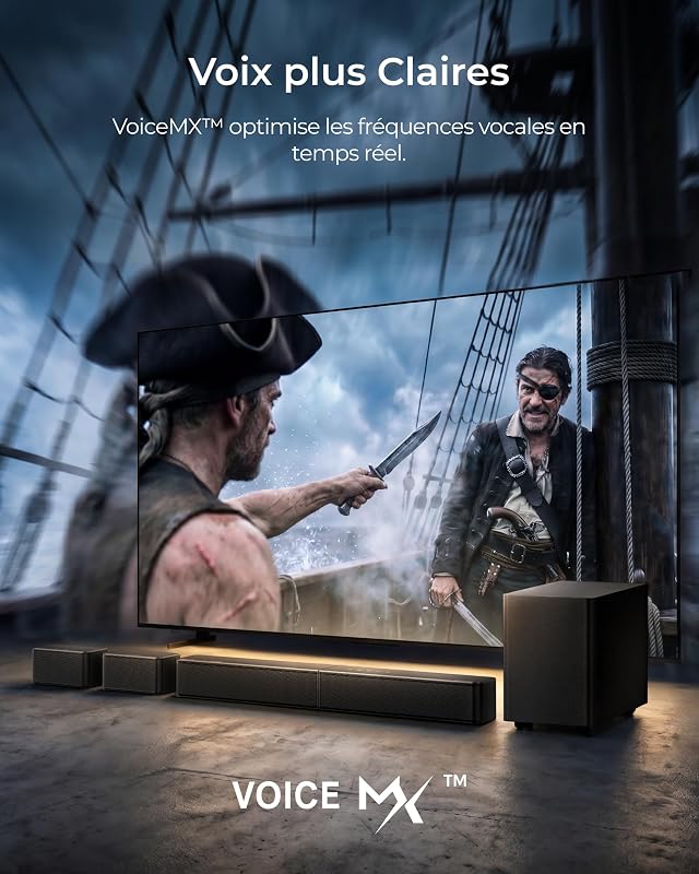 5.1 Barre de Son TV avec Dolby Atmos, Caisson de Basses Sans Fil