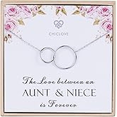 CHICLOVE Aunt and Niece Gift The Love Between Aunt & Niece is Forever Sterling Silver Necklace Aunt Niece Jewelry