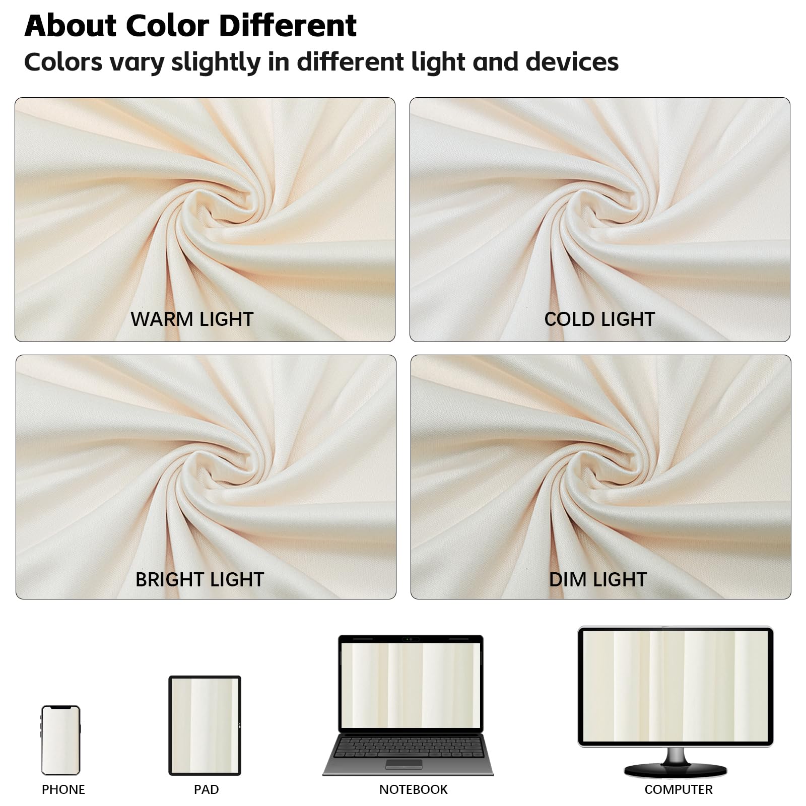 10x10ft Wrinkle Free Ivory Backdrop Curtain for Parties Soft Fabric Drapes Wedding Ivory Curtain Backdrop for Birthday Party Decorations Background for Photography 5x10ft,2 Panels