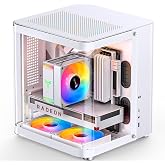 JONSBO TK-1 White Micro ATX Mini Tower Computer CASE, Hyperboloid Glass Design, Separated Cabinet Structure, Al Alloy Shell Matx Desktop PC Case, Support ATX Power supply/240 AIO, White