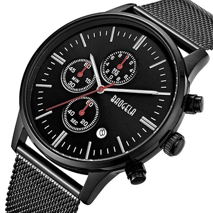 BAOGELA Mens Quartz Watches Casual Sport Watch for Men Luxury Black Chronograph Waterproof Wrist with Date Display�