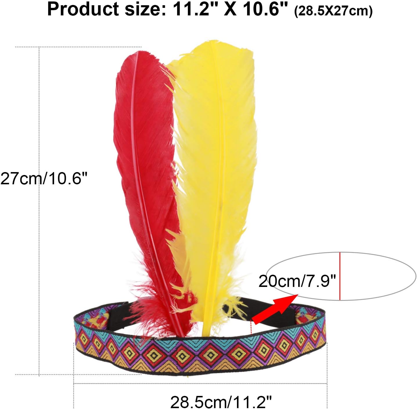 HOWAF 3 Pieces Indian Headband Headdress Native American Feather Headband Carnival Costume Headwear Accessories for Women Girls Men Festival Party Performances - Image 3