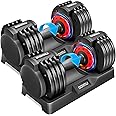 ALLVIATE Adjustable Dumbbell Set, 25/55LB Adjust Dumbbells,Single or Pair Dumbbell Weights, 5 in 1 Free Weight Dumbbell with Anti-Slip Handle, Perfect for Home Gym Exercise Equipment