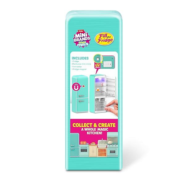 MINI BRANDS FILL THE FRIDGE PLAYSET W/UV LIGHT BY ZURU, COLLECTIBLES, DIY, RESIN PLAY, EXCLUSIVE RECIPE, NOT EDIBLE, 8+