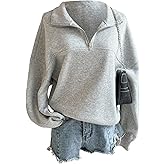 SweatyRocks Women's Plus Size Half Zip Pullover Fleece Lined Sweatshirts Fall Winter Shirt Top