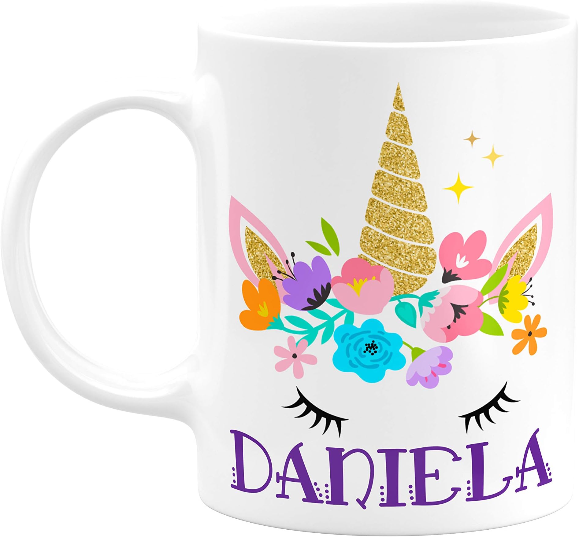 Dabbing Unicorn Blinking Personalized Coffee Mugs with Name, 11oz, Custom Coffee Mug with Matching Coaster - Birthday Gifts, Mothers Day Gifts, Christmas Gifts, Gift for Granddaughter Daughter