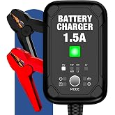 1.5A 6V/12V Car Battery Charger &ndash; Automatic Trickle Charger, Battery Maintainer &amp; Desulfator with Overcharge Protection &amp; Temperature Compensation &ndash; For Lead Acid, AGM, Gel, Lithium(LiFePO4) Batteries