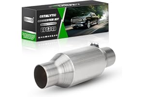 FOMIUZY 2.5 Inch Inlet/Outlet Universal High Flow Front Catalytic Converter Direct-Fit with O2 Port (EPA Compliant)