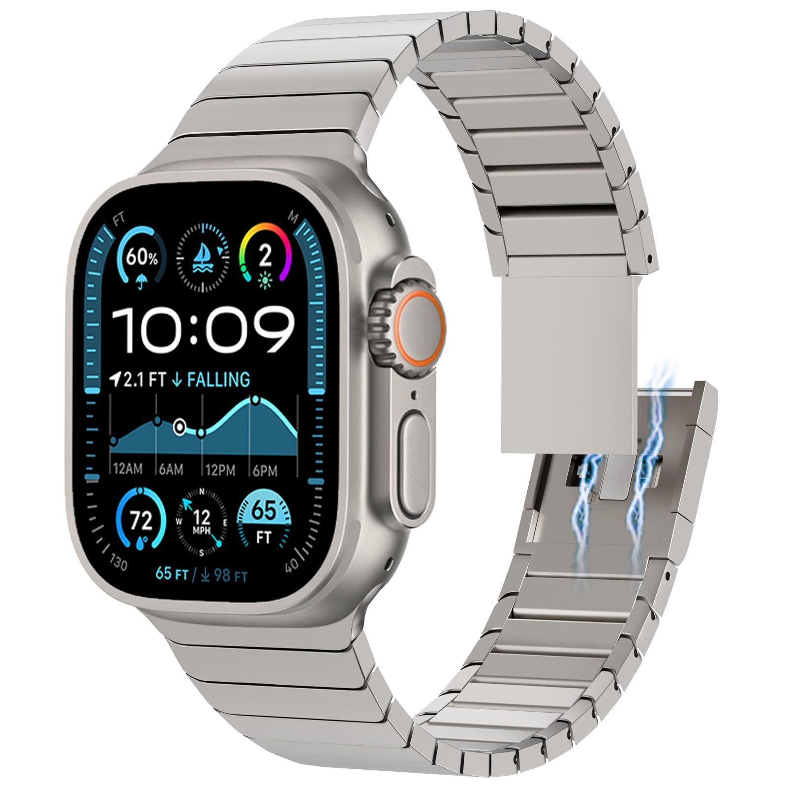 CHANCHY 49mm 46mm 45mm 44mm 42mm(Series 3 2 1) for Apple Watch Strap, Stainless Steel links Strap replacement band for iwatch Ultra 3/Ultra 2 1/SE 3 2 1/Series 11 10 9 8 7 6 5 4 3 2 1,Titanium