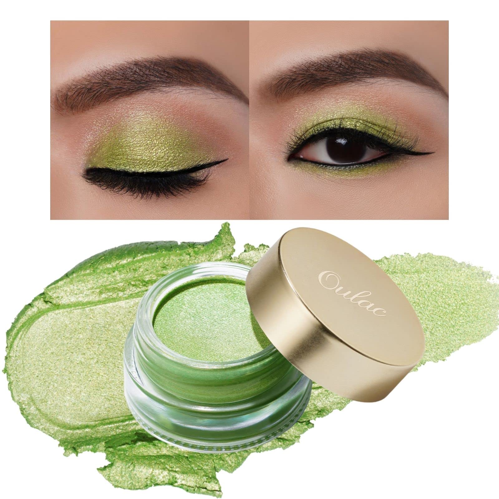 OULAC Cream Eyeshadow, Glitter Green Eyeshadow, Holds Makeup For 12 Hours +, Waterproof and Sweatproof, Crease Resistant, Vegan | 06g, Melon Sour (15) — image 1