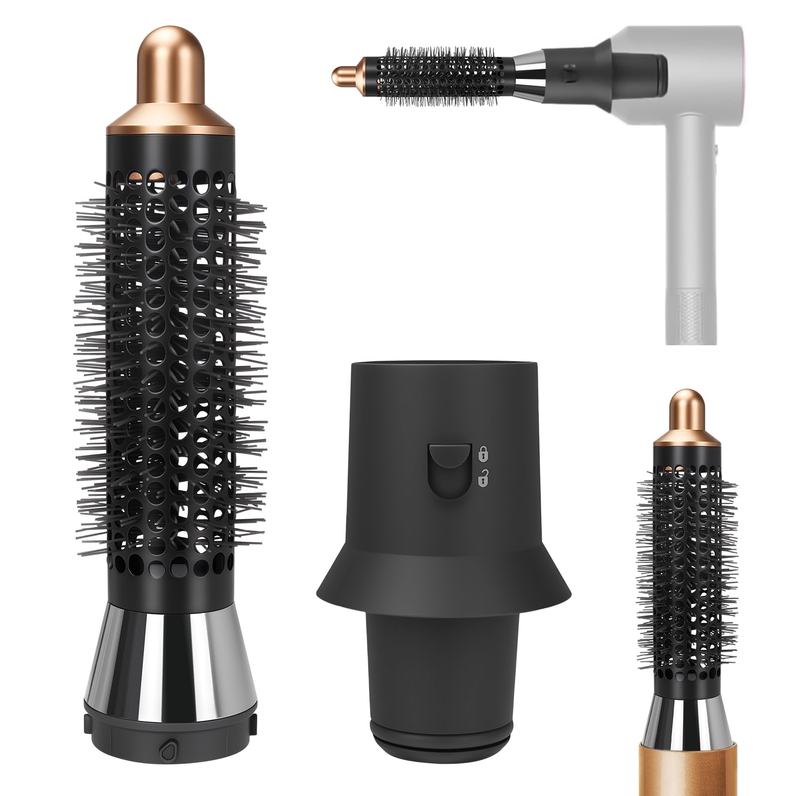 Odashen 20mm Small Round Volumizing Brush and Adapter for Dyson Supersonic HD01 HD02 HD03 HD04 HD07 HD08 HD15 Hair Dryer Attachment, for Dyson Airwrap HS01 HS05