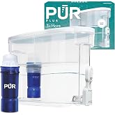 PUR Plus 30-Cup Water Filter Dispenser with 1 Lead-Reducing Filter, Blue | Reliable Filtration For Hydration, Contaminant Reduction, Improved Taste, Refrigerator Water Dispenser, Dishwasher Safe