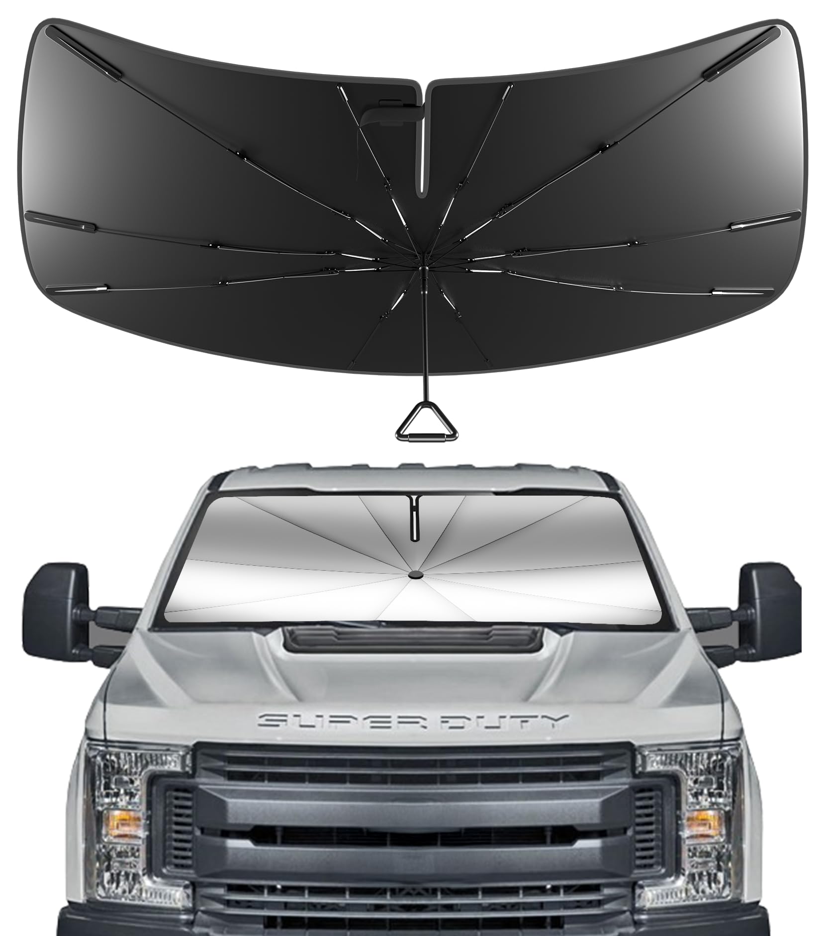 Photo 1 of Pigenius Windshield Sun Shade Umbrella for Ford F150 2021-2025. Foldable Umbrella Sunshade with Silver Heat Shield to Keep Cool UDS