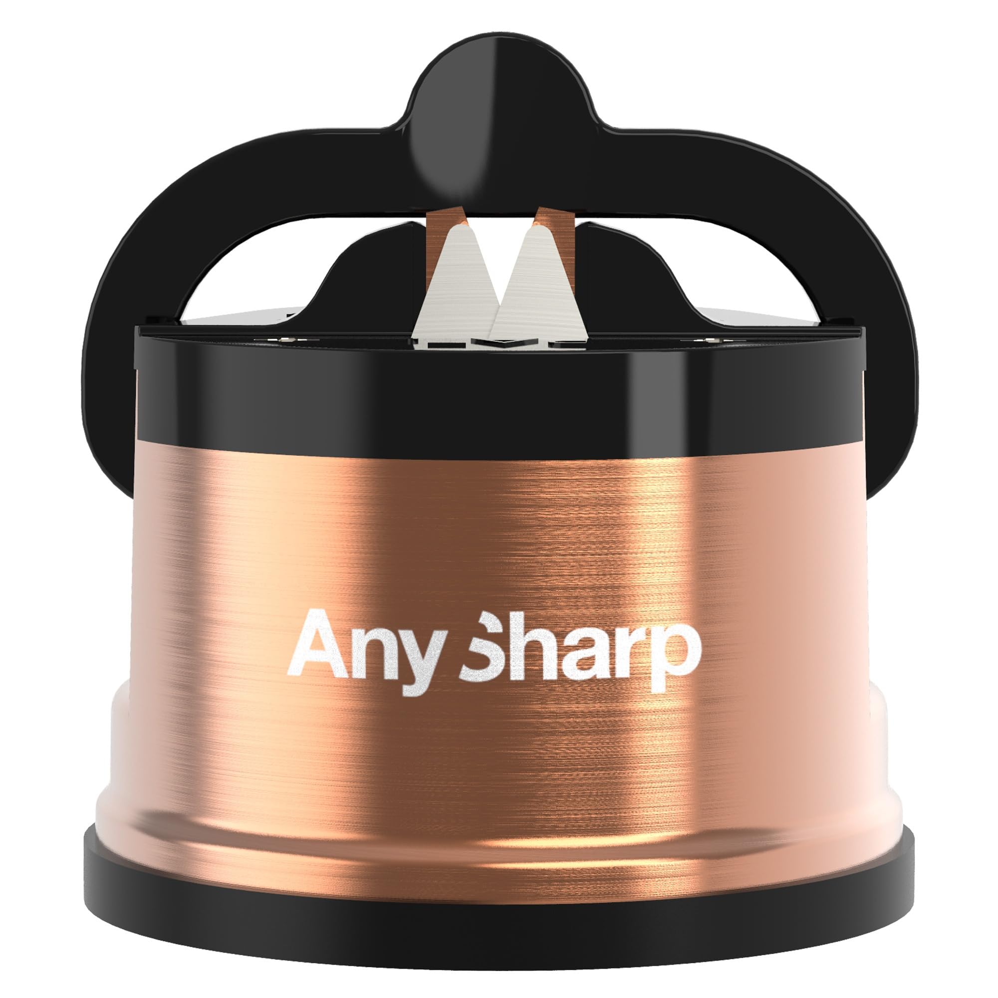 AnySharp Pro Metal Knife Sharpener | Hands-Free Safety, PowerGrip Suction | Sharpens All Kitchen Knives | Ideal for Hardened Steel & Serrated | World's Best | Compact, One Size | Copper, Metal — image 1