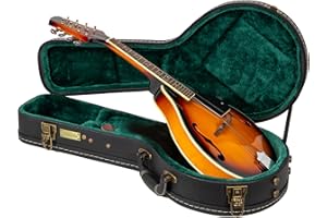 Crossrock A-style Mandolin Hardshell Case, Vintage Hardware, Sponge Lining, Metal Feet, Storage Space-Black (CRW520MABK)