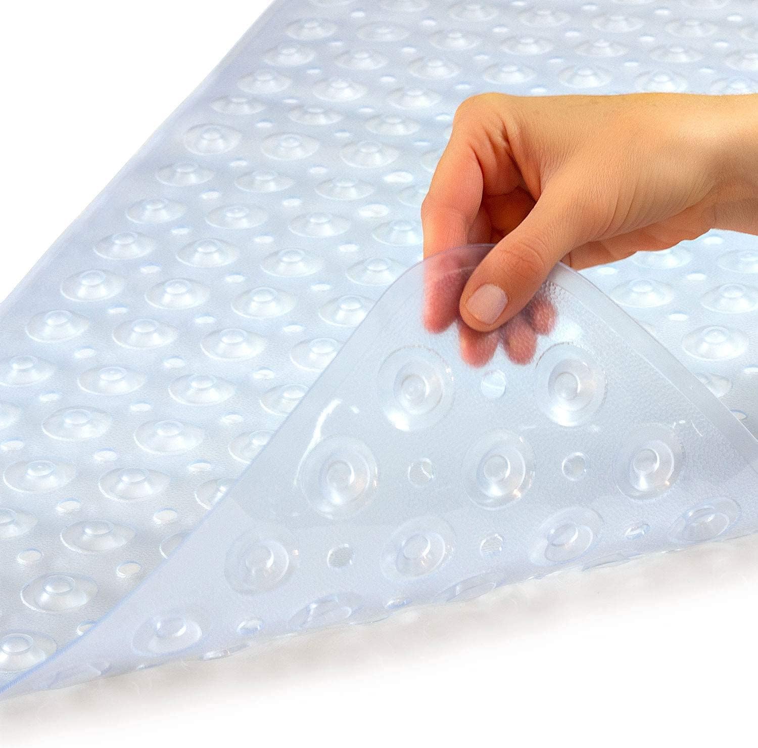 HealthSmart Antimicrobial Bath Mat with Non-Slip Suctions and Drain Holes, Extra Long, Clear: Health & Personal Care