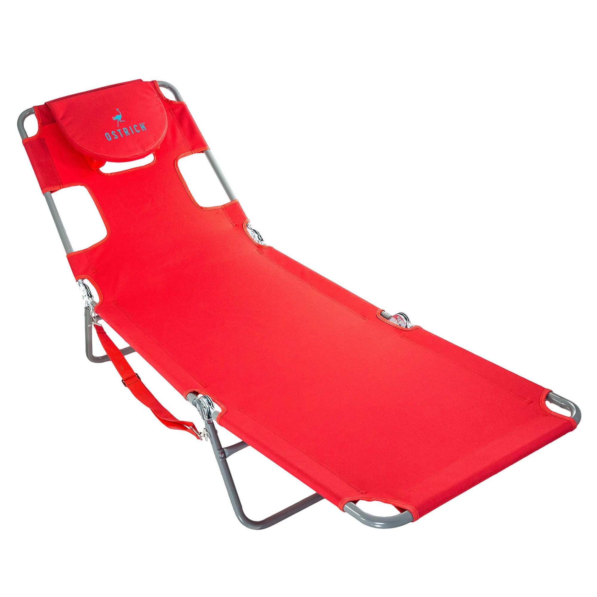 Photo 1 of **BLUE**Ostrich Beach Lounge Chair, Folding & Reclining Outdoor Chaise Lounger, Red - Portable Adjustable Recliner Chair for Lawn, Pool, Patio, Garden, and Yard