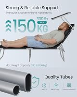 SONGMICS Sun Lounger with Headrest and Parasol Black GCB192B01 view 6