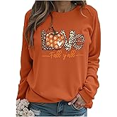 SHENHE Women's Plus Size Pumpkin Sweatshirt Graphic Crewneck Spooky Season Fall Fleece Pullover