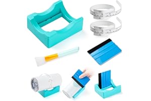 BIOBUBANA 5 PCS Silicone Cup Cradle for Tumblers Set, Tumbler Holder with Built-in Slot for Apply Vinyl Decals for Tumblers, Tumbler Stand Cup Holder Set with Felt Edge Squeegee, 2 Measuring Tapes, 1Mask Brush