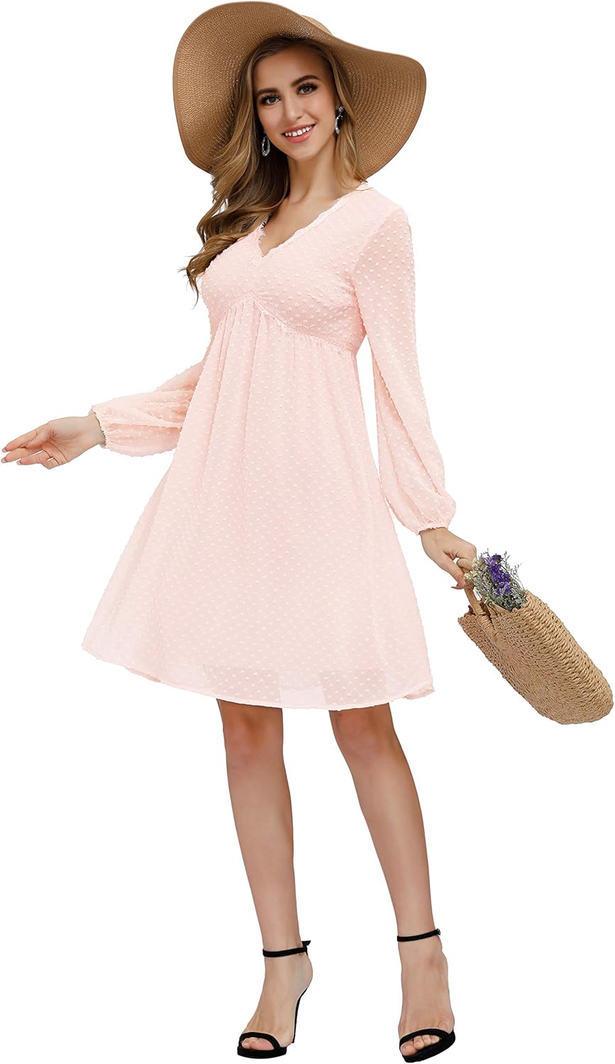 JASAMBAC Women's Swiss Dot Cocktail Dress for Wedding Guest Baby Shower Maternity Dress at  Women’s Clothing store
