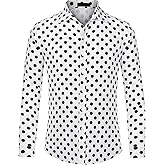 Lars Amadeus Men's Polka Dots Print Dress Shirt Button Down Long Sleeves Casual Shirts