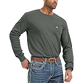 WORKWEYA Men's FR Shirts 6.5oz Lightweight Long Sleeve Flame Resistant T-Shirt NFPA 2112/CAT2