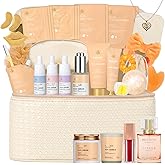 33 pcs Valentines Day Gifts for Women, Orange Facial Kit, Skin Care Gift Set, Self-Care Kit, Spa & Bath & Body Basket Gift, Beauty Bag, Face Gel Mask, Pampering Kit, Birthday Gift, Mother Day