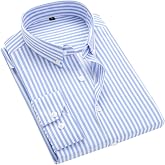 ERZTIAY Men's Classic Casual Vertical Striped Slim Fit Long Sleeve Dress Shirts