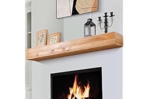 GoCampDirect Fireplace Mantle Shelf 54Inches - Handcrafted Wall Floating Mantel Shelf for Over Fireplace - Rustic Traditional Wooden Fireplace Mantels with Invisible Heavy Duty Wood Bracket Natural