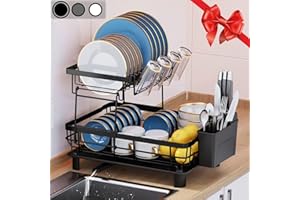 Dish Drying Rack, SEENWUUN Dish Rack, Stainless Steel Drying Rack Kitchen for Counter, Drying Rack Dishes with Removable Uten