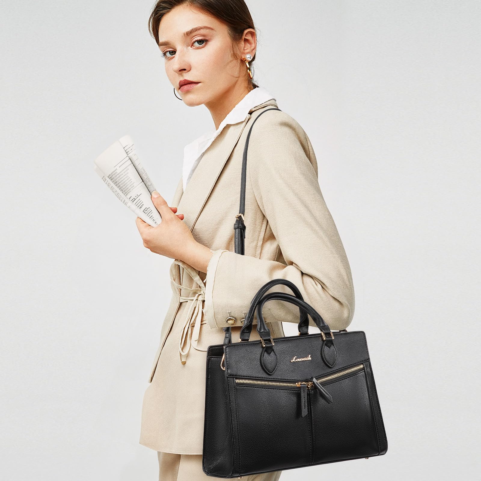 LOVEVOOK Womens Purses and Handbags, Pebbled Leather Black Purses for women Crossbody Handbags Satchel Bag