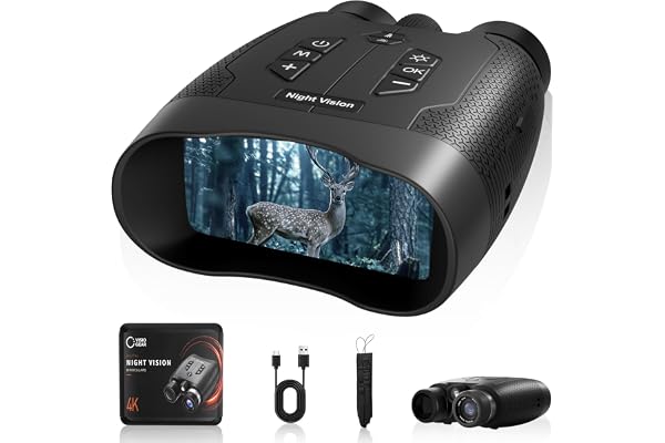 VisioGear Night Vision Goggles for Adults - 4K Night Vision Binoculars with AI Color Boost Mode, Photo & Video Recording, Rechargeable Battery for Wildlife Observation, Camping & Security