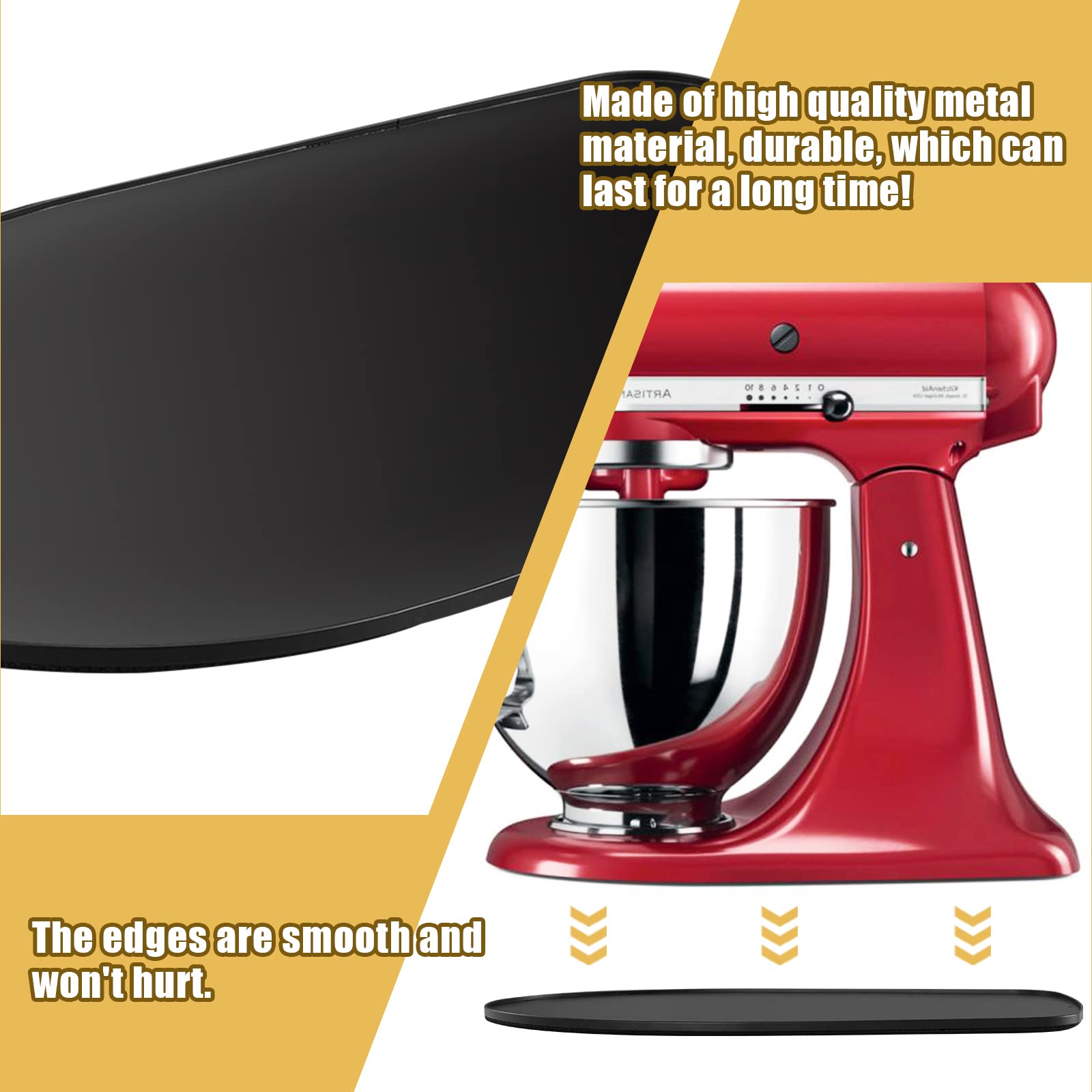 Metal Mixer Slider Mat for KitchenAid Stand Mixer - Appliance Sliding Tray Countertop Mixer Mover Slide Board Mats Pad Compatible with Kitchen Aid 4.5-5 Qt Tilt-Head Stand Mixer Artisan Classic
