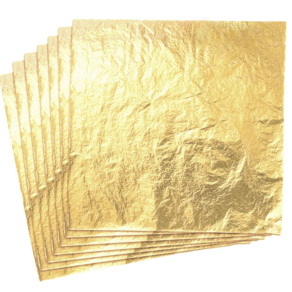 Silithus 100 Sheets Imitation Gold Leaf for Art, Crafts Decoration,Decoration DIY, Gilding Crafting, Frames, 5.5 by 5.5 Inches