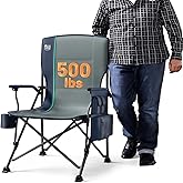 TIMBER RIDGE Oversized Folding Camping Chair High Back Heavy Duty for Adults Support up to 500lbs with Cup Holder, Side Pocket Cooler Bag